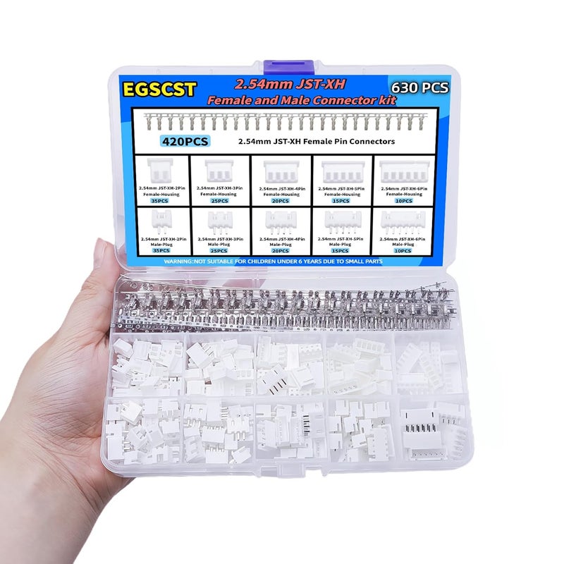 EGSCST طقم موصلات JST XH 630PCS مع كابل محول موصلات طرفية XH2.54mm مع حاويات أنثوية وموصلات ذكر 2 3 4 5 6 دبابيس بفجوة 2.54 مم - Image 5